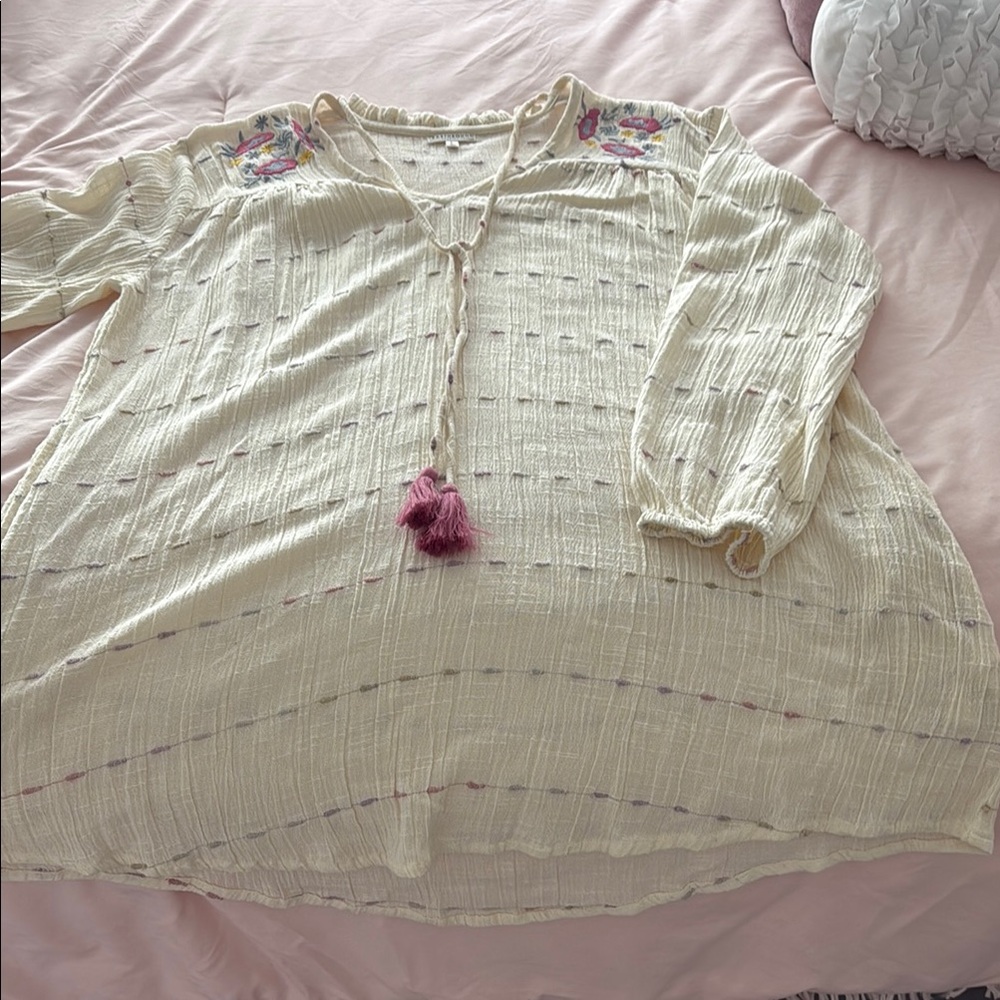 Cream Women's dress with Embroidered Details